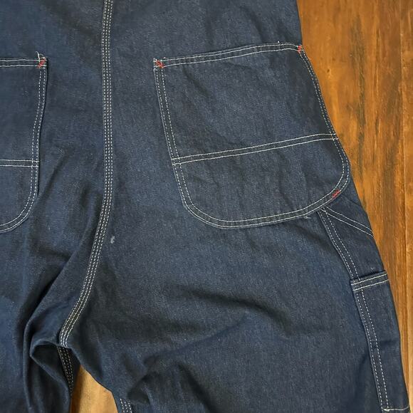 Vintage BIG MAC Square Bak Bib Overalls Blue USA Dungaree Carpenter - Picture 11 of 16